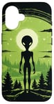 Coque pour iPhone 16 Tête d'extraterrestre verte mignonne visage OVNI || Alien