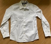 Tommy Hilfiger Boys Shirt Size 7 Years White Long Sleeved Solid Stretch Poplin