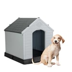 Aqpet Niche pour Chien en Plastique pour extérieur, intérieur, Maison, Jardin, imperméable, avec Sol surélevé, pour Chien, Taille Moyenne, 87 x 78 x 81 H, Gris