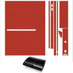 Sticker Autocollant Aspect Carbone 3d Skin Pour Playstation 3 Ps3 Fat Rouge