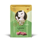 Kitty Cat Paté Agneau - 6 x 85 g - Nourriture Humide pour Chat - sans céréales - avec Taurine, Huile de Saumon et Moule à lèvres Vertes - Aliment Complet à Haute teneur en Viande - Fabriqué en