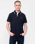 Gant Mens Tipped Short Sleeve Pique Polo - Navy - Size Large