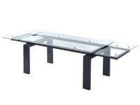 Table à manger extensible LUBANA - Verre trempé & métal - Noir - 8 à 10 personnes