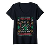 Womens 'Tis the Season Deer Hunter Ugly Christmas Sweater Party V-Neck T-Shirt