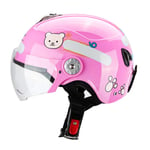 Casques de Moto, Casques de vélo, Casque de vélo électrique Personnalité moitié Casque électrique Casque de vélo électrique Hommes et Femmes Casque de Moto Casque Ca Pink3-S