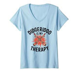 Womens Didgeridoo Is My Therapy Music Lovers Design V-Neck T-Shirt