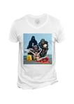 T-Shirt Homme Col V Carrie Fisher Bikini Plage Dark Vador Star Wars Cinema