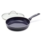 GreenPan, Torino Ceramic Non-Stick Frying Pan with Lid - 30 cm, Black