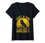 Womens Vintage Barn Owls, Just A Girl Who Loves Barn Owls Girls V-Neck T-Shirt