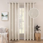 MIULEE 2 Panneaux Rideaux Lin Imitaion Rideau De Fenêtre Semi-Transparents Lisse Élégant Décoration Panneaux Voile De Fenêtre Durable Traitement pour Chambre Salon Balcon 140x215(L X H) Beige