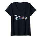 Womens Disney Logo Elsa Anna Olaf Kristoff Sven Frozen Characters V-Neck T-Shirt