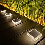 Lacasa Solar Decking Lights Outdoor Garden, 4 Pack 30LM Solar Powered Step Lights Natural White, IP68 Waterproof LED Dock Lights Auto ON/Off Light up All Night for Stairs Driveway Pathway Lighting