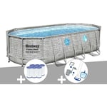 Ramroxx - Kit piscine tubulaire ovale Bestway Power Steel SwimVista avec hublots 5,49 x 2,74 x 1,22 m + 6 cartouches de filtration + Kit d'entretien