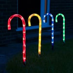 Christmas Garden Stake Lights Candy Cane 4x LED Outdoor Battery Pre-Lit Xmas