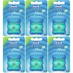 6 x Oral-B Satin Floss Dental Floss Mint Comfort Grip, Satin-Like Texture - 25m