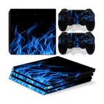 Mcbazel Pattern Series Vinyl Skin Sticker For PS4 Pro Controller & Console Protect Cover Decal Skin (Blue Flame)