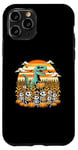 Coque pour iPhone 11 Pro Costume d'Halloween amusant de dinosaure T-Rex chats et citrouilles