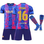 21/22 Europeiska mästerskapet Minnesutgåva Borta(2) F.C. Barcelona PEDRI Nr 16 Barn Jersey-paket Barn-26