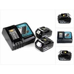 Makita - Power Source Kit Li 18V: 2x Batteries BL1860B Akku 6,0Ah + Chargeur DC18RC ( 199480-6 )