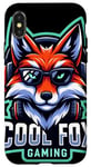 Coque pour iPhone X/XS Cool Fox Gaming Renard Casque Lunettes