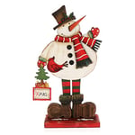 com-four® Présentoir décoratif pour Noël - Bonhomme de Neige en Bois à Poser - présentoir en Bois à décorer et à Offrir (Bonhomme de Neige - X Mas)