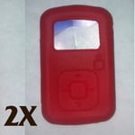 2X Red Silicone Skin Case for Sandisk Sansa Clip Plus+ MP3 Player Cover Holder