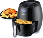 Friteuse Sans Huile, Uten Friteuse à Air 1800W, 6.5L Air Fryer -2 à 8 personnes, Panneau Tactile LED avec 8 Programmes, Paniers Antiadhésifs, Sans BPA/PFOA