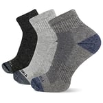 Merrell Men's 3 Pack Cushioned Performance Hiker (Low Crew Socks) Casual, Charcoal Black (Quarter), MD/LG (US 10-13) (Pack of 3)
