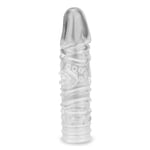 Gaine à penis texturée transparente taille M 15,0cm