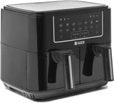 Haden - 9L Dual Air Fryer - Digital LED Display - Dishwasher Safe Baskets, Black