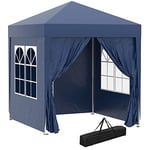 Outsunny Tonnelle de Jardin Tente Pliante Barnum Pop-up 2 x 2 m 4 parois latérales Amovibles 2 fenêtres Sac de Transport pour Camping, Festival, Plage, Jardin Bleu