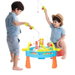 2 Player fishing table for kids 24 Pcs Magnetic Fishing Set water play toy set