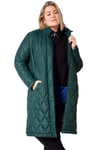 Sara Lindholm Femme Grandes Tailles Manteau matelassé Coupe Straight Fit avec col Montant côtelé et Zip Vert foncé 48 200463123-46