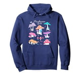 The Smurfs Mushroom Guide Colorful Retro Big Chest Logo Pullover Hoodie