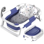 Rabb 1st Baignoire Bébé Pliable, La Baignoire Enfant Convient aux Nouveau-Nés aux Tout-Petits et Dispose d'un Tapis Antidérapant et de Trous de Drainage. (Pas de Thermomètre !)(Bleu)