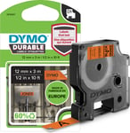 Dymo D1 Durable etikettape, 12 mm, svart på orange