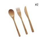 Bamboo Wooden Cutlery Set Spoon Fork Cutter Cutting Reusable Kit As Show