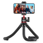 Phone Tripod, Anozer Flexible Camera Tripod Stand with Phone Holder/Quick Release Plate/GoPro Mount, Adjustable Travel Tripod for Smartphones/Cameras/GoPro, iPhone Tripod for Vlogging/Live Streaming