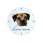 Border Terrier - en geometrisk väggklocka med ett foto och en inskription från märket Art-Dog