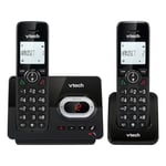 VTech CS2051 Téléphone sans Fil avec répondeur et 2 combinés, Mode ECO+, téléphone Senior, téléphone Fixe, Blocage d'appel, Fonction Mains Libres, Grosses Touches, Affichage 1 Ligne, Noir