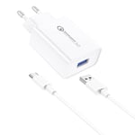 Foneng Eu13 Wall Charger + Usb To Usb-C Cable, 3a (White)