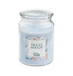 SCENT de Q.b. by MOPITA, Bougie parfumée en pot en verre avec couvercle, parfum Ocean Breeze, durée 85-95 heures, 510 g, 10 x 10 x 14,5 cm