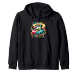 Splash Art Vintage Telephone Landline Dial Zip Hoodie