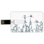 16G USB Flash Drives Credit Card Shape Xray Flower Memory Stick Bank Card Style X ray Photo of a Group of Orchides Bottom to Top Rare Unseen Art in Complex Nature,Teal White Waterproof Pen Thumb Lovel