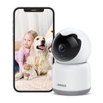 ANNKE Pet Dog Camera with Phone App, 2K Indoor Security Camera with 360° Motion Tracking, Night Vision, 2-Way Audio, Home WiFi Camera Baby Monitor, Human Detection, Works with Alexa- Crater 2