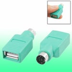 2pcs USB to Mini 6 Pin PS/2 Port Mouse Adapter Green for Mouse