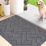 FCSDETAIL Dirt Trapper Indoor Door Mat 50 x 80 cm, Machine Washable Entrance Rug, Super Absorbent Dog Doormat, Non-slip Inside Floor Mat for Entryway, Muddy Shoes & Paws