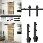 Vidaxl - Kit de quincaillerie de porte coulissante skien 200 cm noir - kit de fixation pour porte coulissante - kits de fixation pour porte