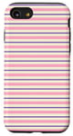 Coque pour iPhone SE (2020) / 7 / 8 Rose Violet rayé Esthétique Girly Preppy Rayures blanches