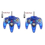 2-pack Klassisk Trådbunden N64-kontroll Retrospel 64-bitars Spelkontroll Joystick Ersättningskontroll 14 2pcs